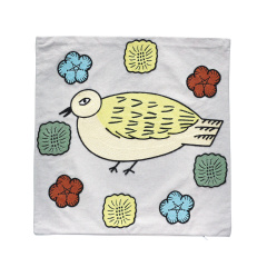 クッションカバー｜【松尾ミユキ】 Embroidery Cushion cover Matsuo Miyuki(Bird 02/110525)