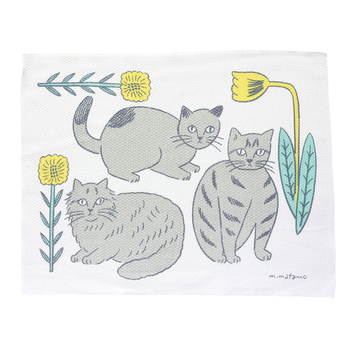 キッチンクロス｜【松尾ミユキ】 Kitchen cloth Cat Matsuo Miyuki 【日本製】(Gray/110562)