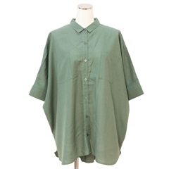 【Lupilien】 リネンミックスビッグシルエットシャツ(027SMOKE GREEN)