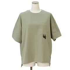 【Lupilien】 ポケット刺繍Tシャツ(024L.KHAKI)