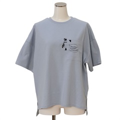 【Lupilien】 ポケット刺繍Tシャツ(034SAX)
