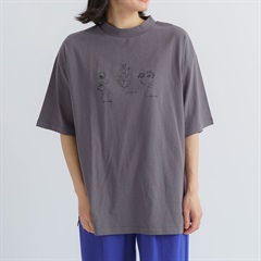 【M.M.O】 フラワー刺繍5分袖チュニックTシャツ(05グレー)