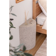 テラゾーサイドテーブル ハーフラウンド ライトグレー｜てんとてん