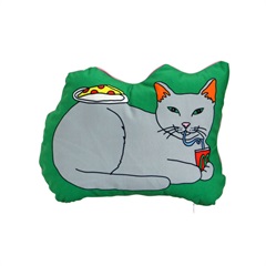 【MIDORI KOMATSU plays with DETAIL INC.】 THE ENJOY C&D CLUB クッション Cat／Green(Cat／Green)