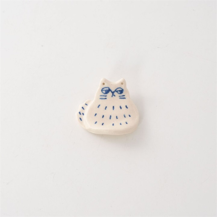 【AKANE's Pottery】 箸置き(白ねこ)