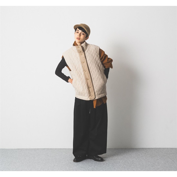 【Cion】 コットンリネンキルトベスト