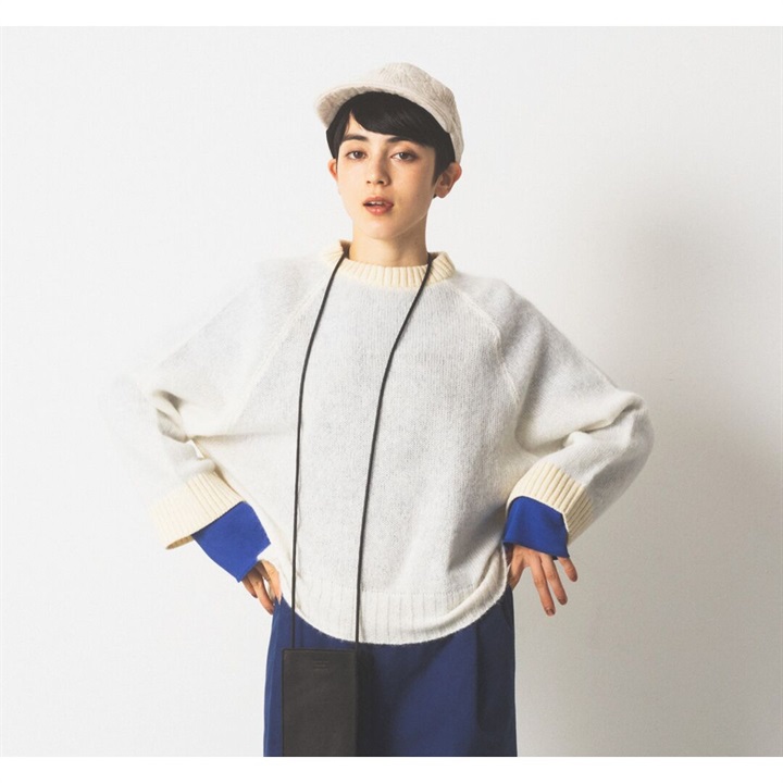 【Cion】 ウールアルパカ混スウィッチングセーター