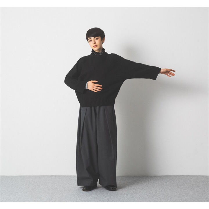 【Cion】 ウールアルパカ混スウィッチングセーター