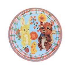 【Nathalie Lete】Glass plate S φ16cm(Squirrel-BL)