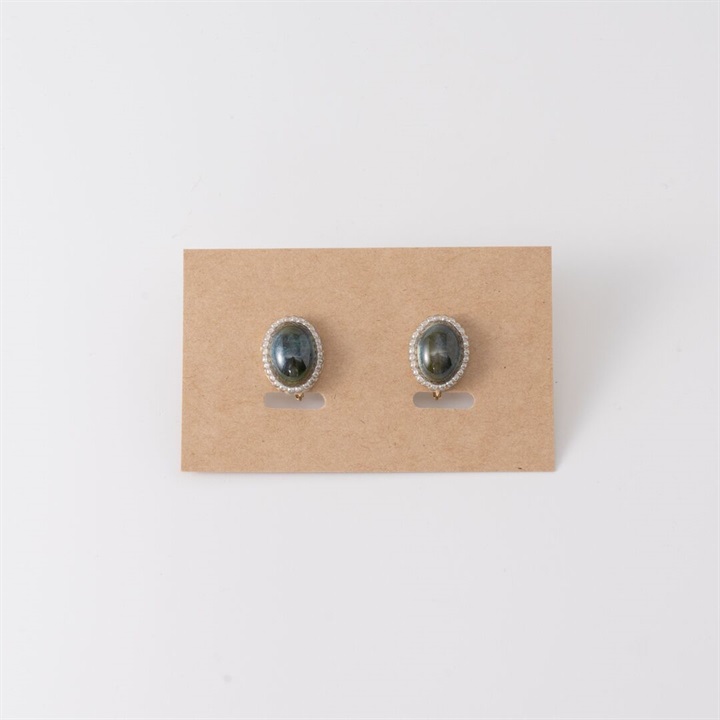 【mochi】陶器とビーズ刺繍の耳飾り シャイン