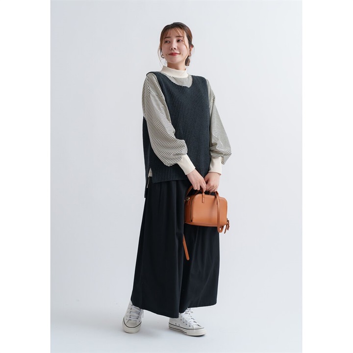 【M.M.O】柄編みサイドスリットベスト