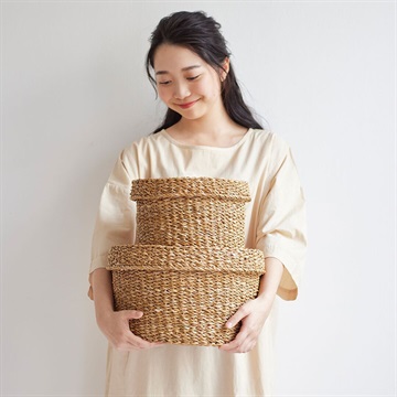 【shesay】シーグラスの蓋付きバスケット Sサイズ