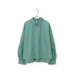 【TUTIE.】カラーストライプ デザインスリーブブラウス(5グリーン)