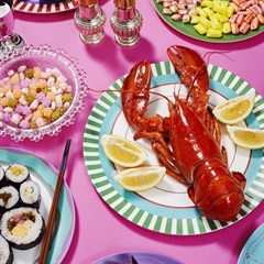 【MARINA＆MITSUKO】MITSUKO Dinner Plateφ25.0cm(Green Stripe Rim)