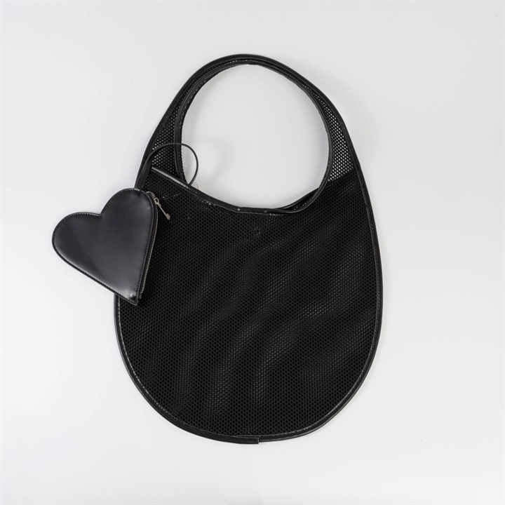 【MID GIRL APPLIY】ハートポーチ付き メッシュショルダーバッグ