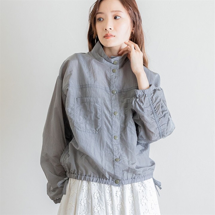 【teMite】シャーリング はっ水 リップストップブルゾン