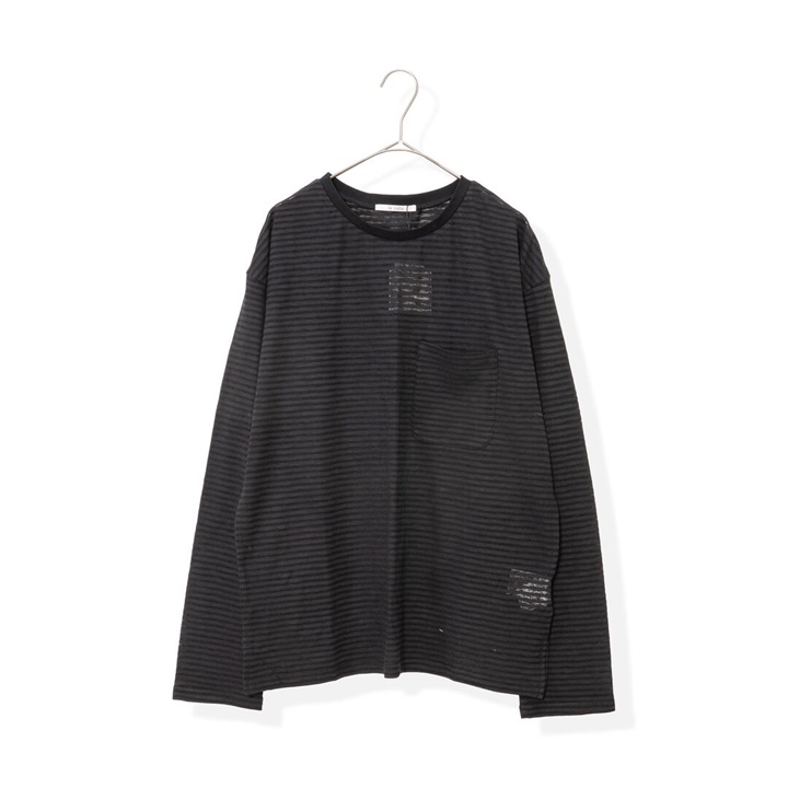 【le colis】シアーボーダー天竺長袖Tシャツ