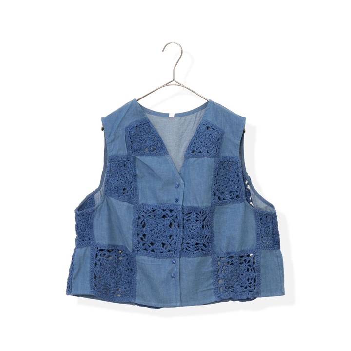 【Lupilien】Denim×Lace 5.5ozデニムレースベスト