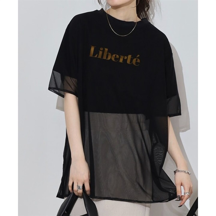 【Arinomama】チュールレイヤード半袖Tシャツ