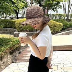 ペーパー編みハット(BROWN)