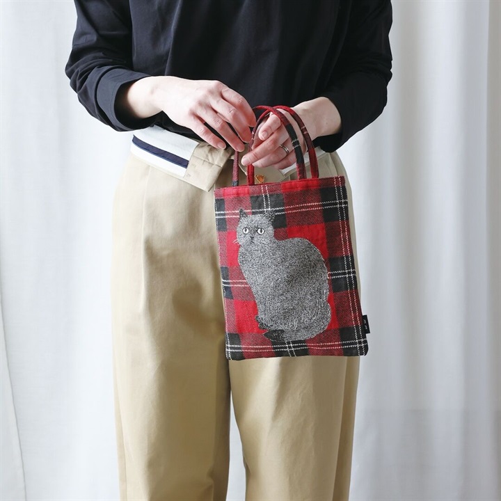 松尾ミユキ】Mini bag cat check back｜てんとてん｜インテリア雑貨