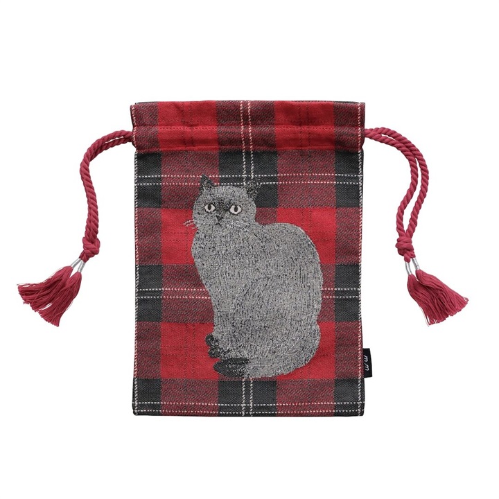 【松尾ミユキ】Drawstring bag cat check back