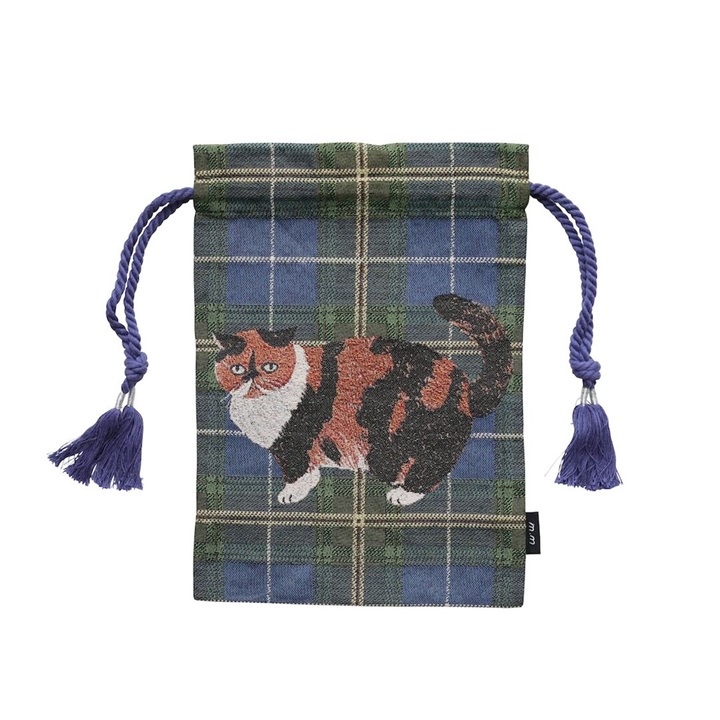 【松尾ミユキ】Drawstring bag cat check back