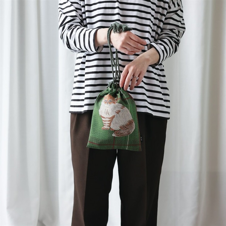 【松尾ミユキ】Drawstring bag cat check back