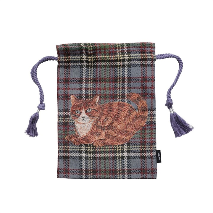 【松尾ミユキ】Drawstring bag cat check back