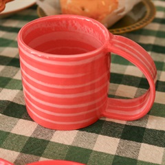 【賀来瞳】mug マグカップ 練り込み 約Φ7.7～7.9×H7.0～7.8cm(Red×Pink)