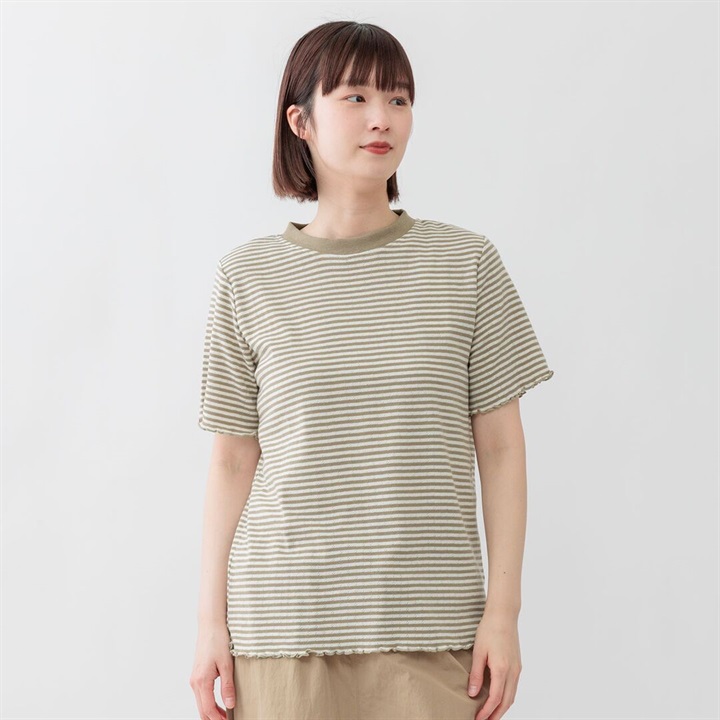 【M.M.O】パターンメッシュ半袖ボーダーTシャツ