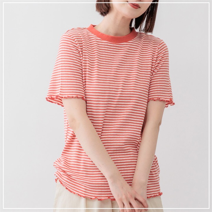 【M.M.O】パターンメッシュ半袖ボーダーTシャツ