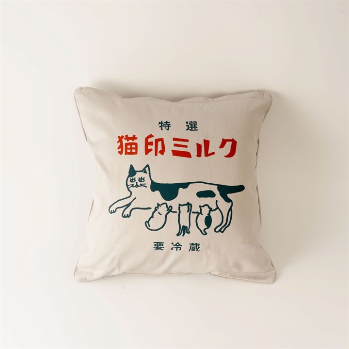 星羊社】猫印ミルク クッションカバー｜てんとてん｜インテリア雑貨