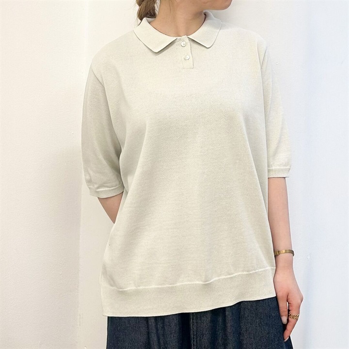【nofl】強撚コットン衿付き5分袖Tシャツ