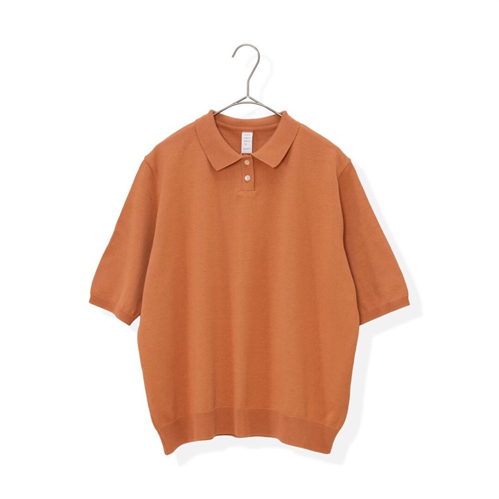 【nofl】強撚コットン衿付き5分袖Tシャツ