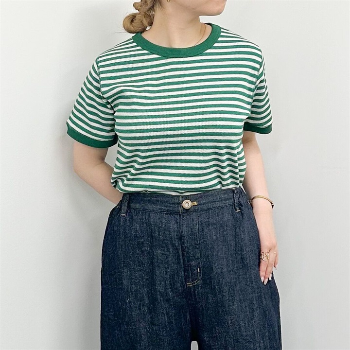 【POU DOU DOU】ハニカムボーダー半袖Tシャツ