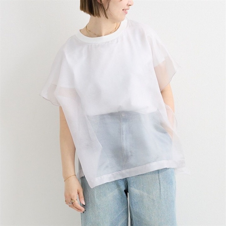 【MAFRAIS】シャイニーレイヤード半袖Tシャツ