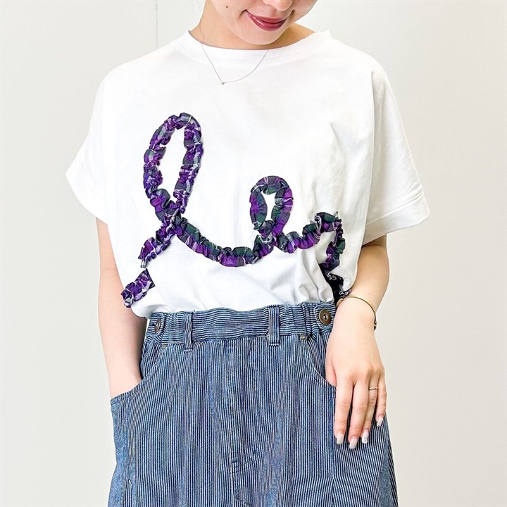 【ista-ire】チェックフリル半袖Tシャツ