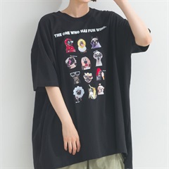 【Lupilien】ゆかいなワンコ7分袖Tシャツ(006.BLACK)