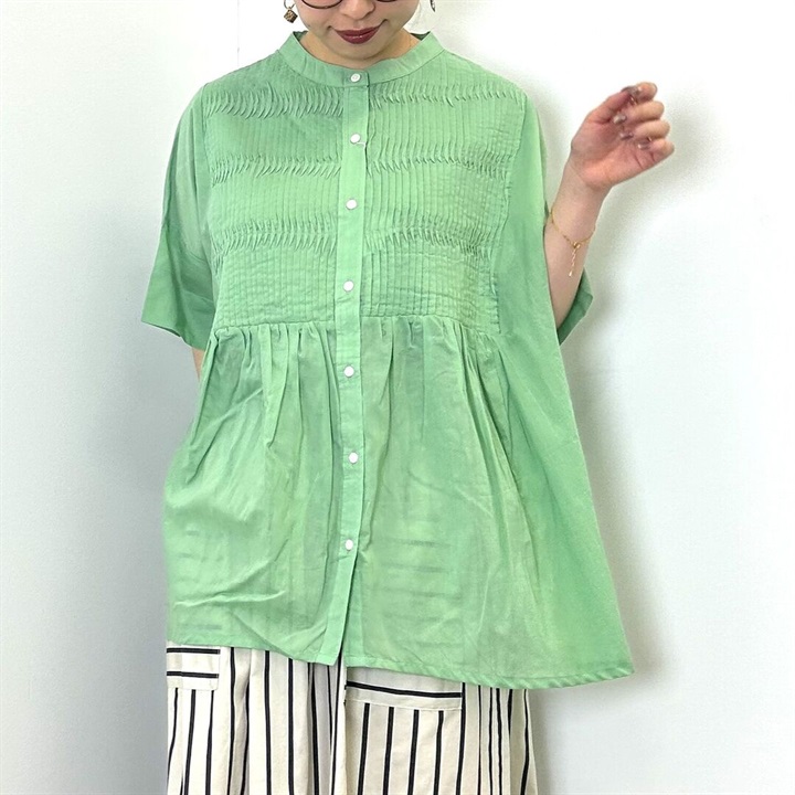 【Lupilien】Cotton voile pintuck blouse コットンボイルピンタック半袖ブラウス