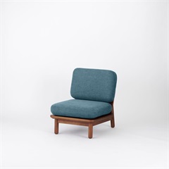 【ENEN】KUUM Sofa 1 seater - Wooden Frame/Brown - 座面硬さ：やや硬め(張地色：サックスブルー)