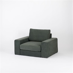 【ENEN】KUUM Sofa 1 seater Double arm - Full Cover - 座面硬さ：やや硬め(張地色：ダスティグリーン)