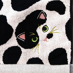 Uchinoko mate 毛並みロングフェイスタオル(ぶち／バイカラー)