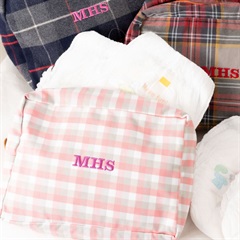 【Mima Hi Seven】播州織 big pouch てんとてん別注＜数量限定＞(チェック（ピンク系）)