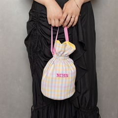 【Mima Hi Seven】播州織 わたがし巾着 BAG in bag てんとてん別注＜数量限定＞(チェック（パステル系）)