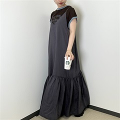 【hunch】ストライプキャミティアードワンピース(07CHARCOAL×BLACK)