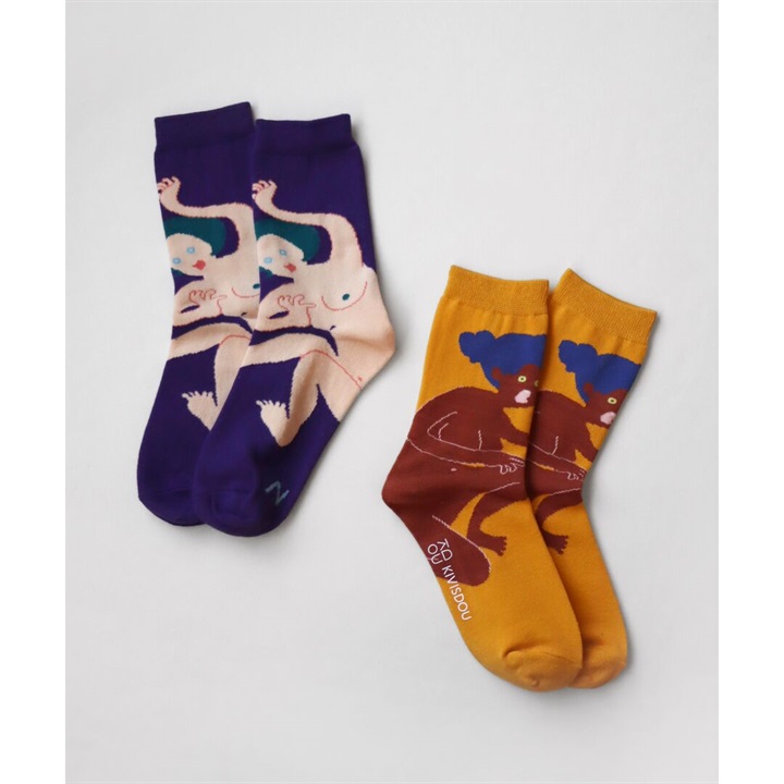 KIVISDOU】キャーえっち！ クルーソックス2P｜てんとてん｜インテリア