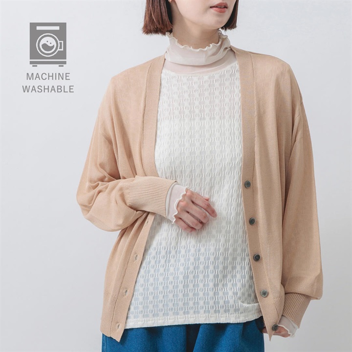 【M.M.O】Vネックシアーニットカーディガン