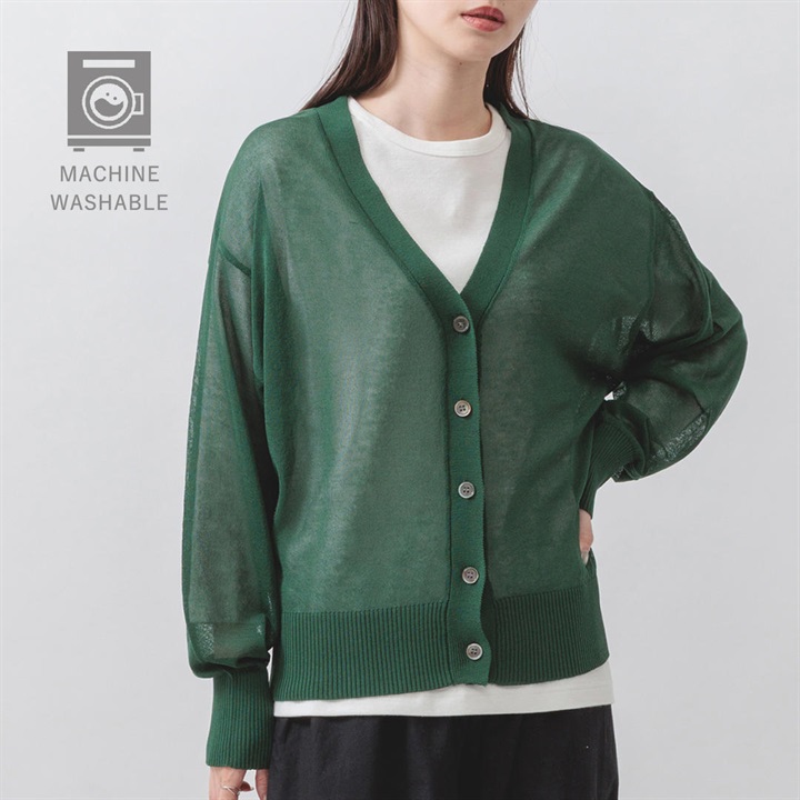 【M.M.O】Vネックシアーニットカーディガン