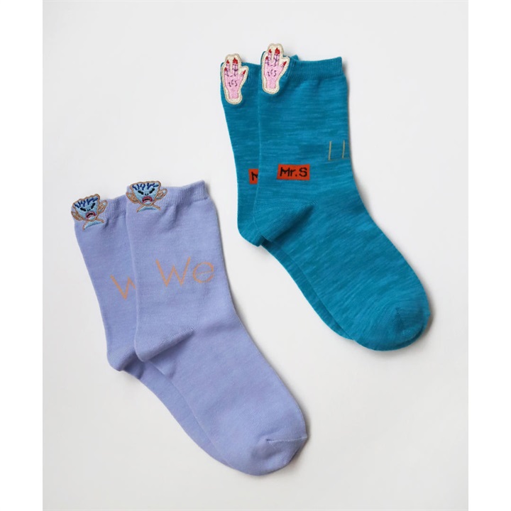 【KIVISDOU】宇宙式挨拶 刺繍ショートソックス2P